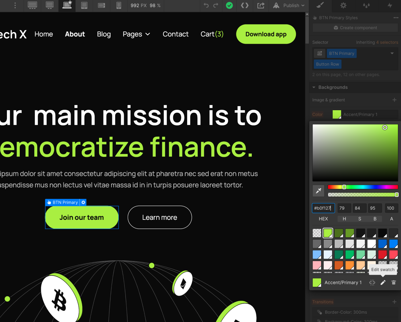 Color - Finantech X Webflow Template