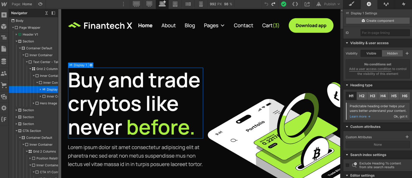 Static Content - Finantech X Webflow Template