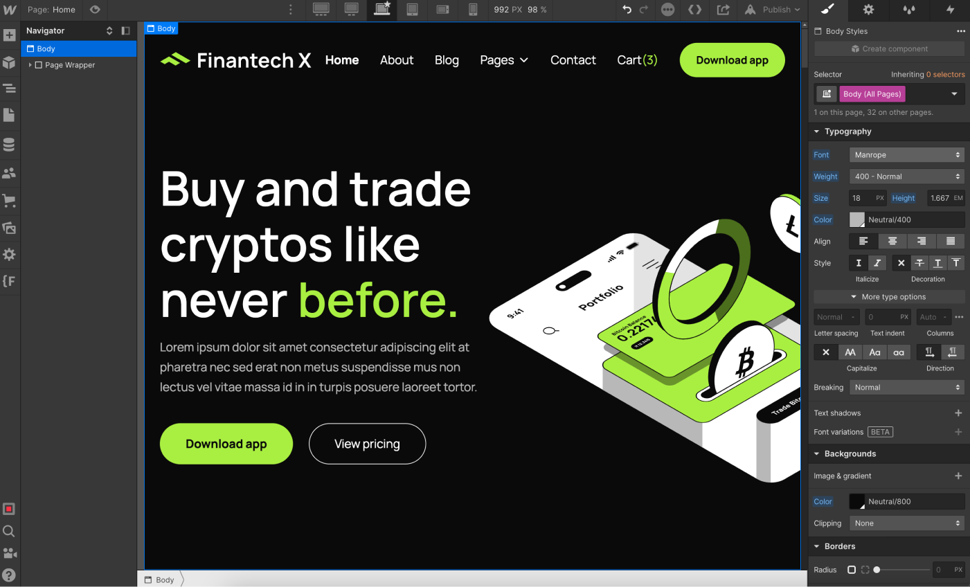 Typography - Finantech X Webflow Template