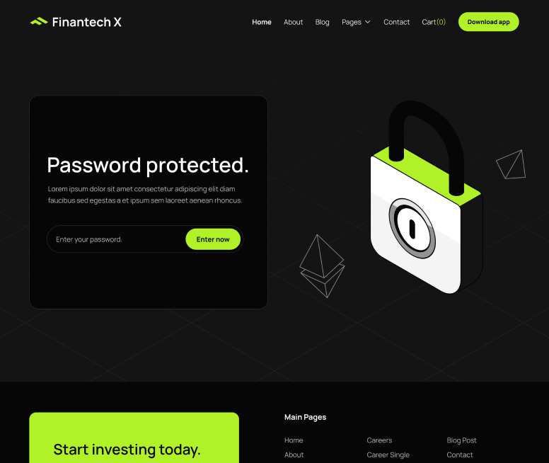 Password Protected Page - Finantech X Webflow Template