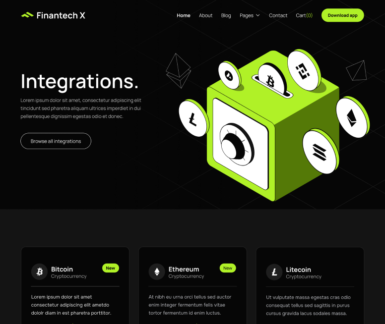 Integrations Page - Finantech X Webflow Template